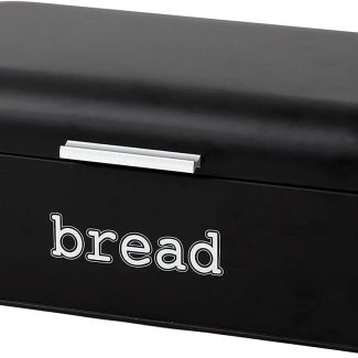 Juvale Stainless Steel Bread Box for Kitchen Countertop, Large Black Bin for 2 Loaves, English Muffins, Baked Goods Storage Containers (16.75x9x6.5 In)