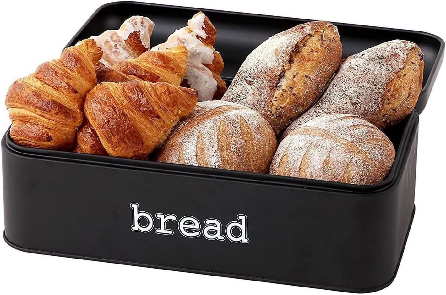 Juvale Stainless Steel Bread Box for Kitchen Countertop, Large Black Bin for 2 Loaves, English Muffins, Baked Goods Storage Containers (16.75x9x6.5 In) - Image 7