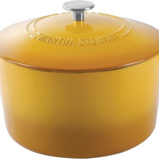 MARTHA STEWART Gatwick 7 QT Enamel Cast Iron Dutch Oven, Yellow