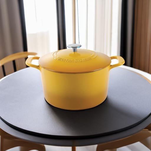 MARTHA STEWART Gatwick 7 QT Enamel Cast Iron Dutch Oven, Yellow - Image 5