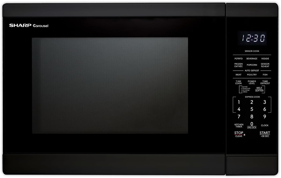 SHARP SMC1461KB Countertop Microwave Oven with Removable 12.4" Carousel Turntable, 1.4 Cubic Feet, 1100 Watt CuFt, Black