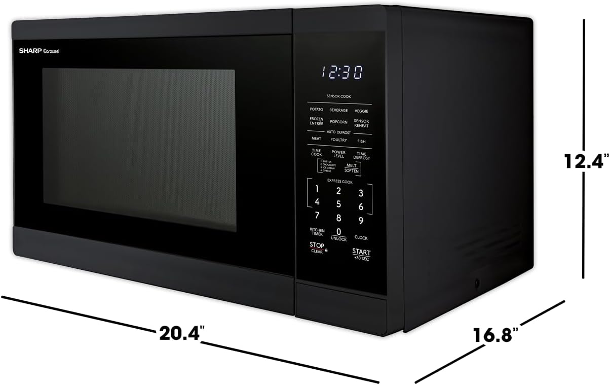 SHARP SMC1461KB Countertop Microwave Oven with Removable 12.4" Carousel Turntable, 1.4 Cubic Feet, 1100 Watt CuFt, Black - Image 8