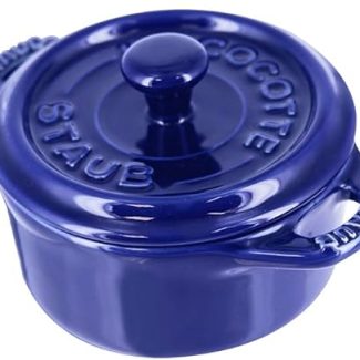 STAUB Ceramics Dutch Oven 3-piece Mini Round Cocotte, Dark Blue