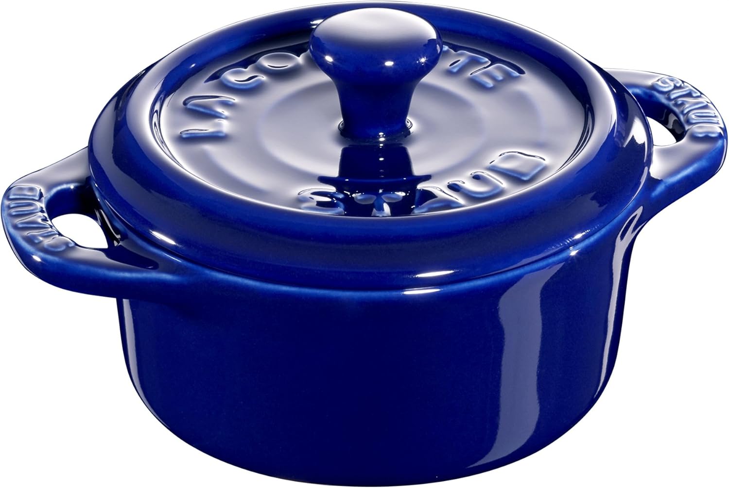 STAUB Ceramics Dutch Oven 3-piece Mini Round Cocotte, Dark Blue - Image 2