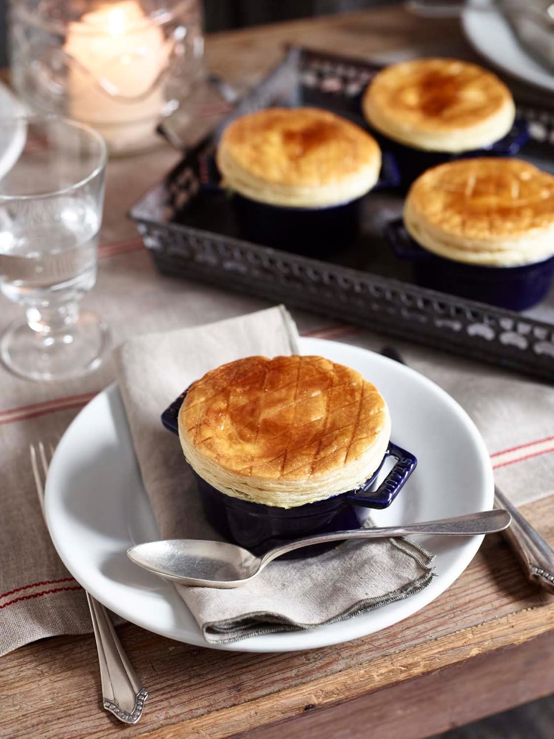 STAUB Ceramics Dutch Oven 3-piece Mini Round Cocotte, Dark Blue - Image 6